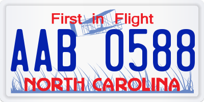 NC license plate AAB0588