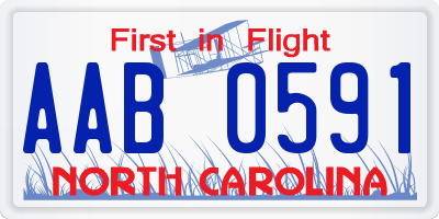 NC license plate AAB0591