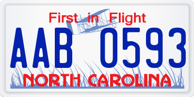 NC license plate AAB0593