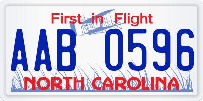 NC license plate AAB0596