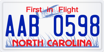 NC license plate AAB0598