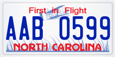 NC license plate AAB0599