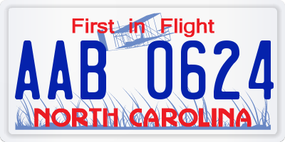 NC license plate AAB0624