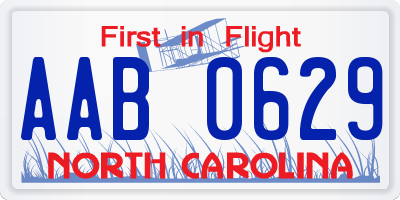 NC license plate AAB0629