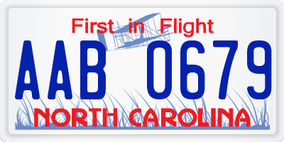 NC license plate AAB0679