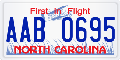 NC license plate AAB0695