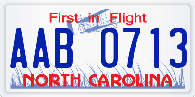 NC license plate AAB0713