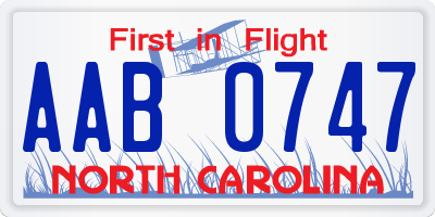 NC license plate AAB0747