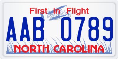 NC license plate AAB0789