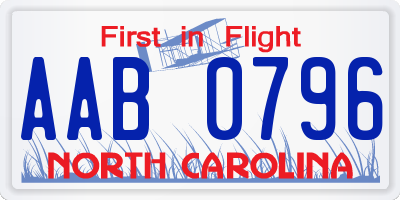 NC license plate AAB0796