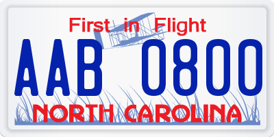 NC license plate AAB0800