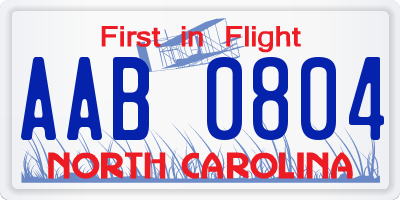 NC license plate AAB0804