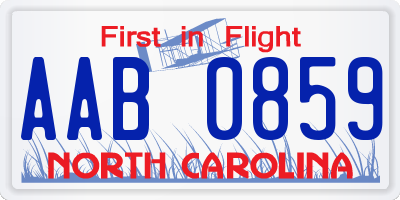 NC license plate AAB0859