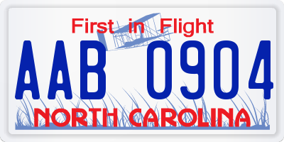 NC license plate AAB0904