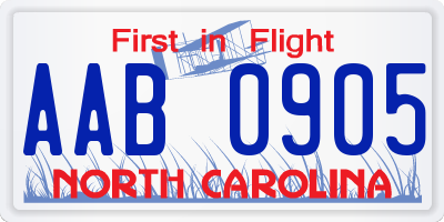 NC license plate AAB0905