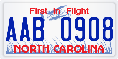 NC license plate AAB0908