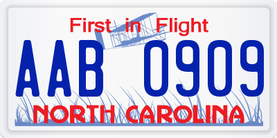 NC license plate AAB0909