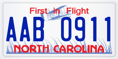 NC license plate AAB0911