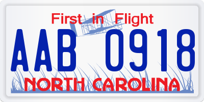 NC license plate AAB0918