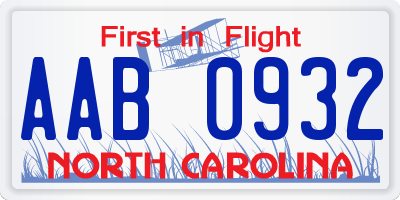 NC license plate AAB0932