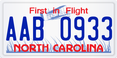 NC license plate AAB0933