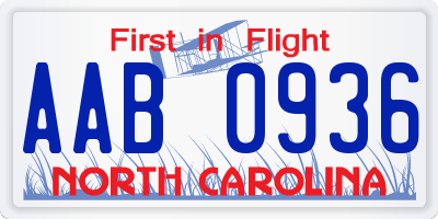 NC license plate AAB0936