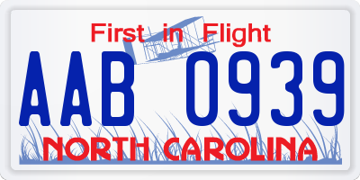 NC license plate AAB0939