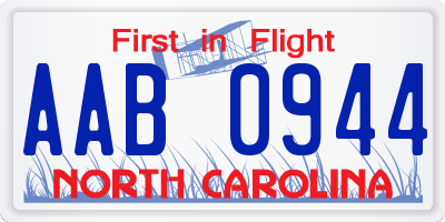 NC license plate AAB0944