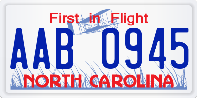 NC license plate AAB0945