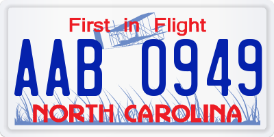 NC license plate AAB0949