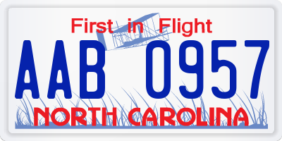 NC license plate AAB0957