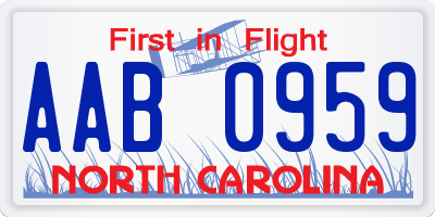NC license plate AAB0959