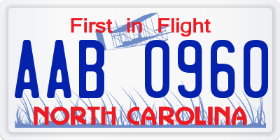 NC license plate AAB0960