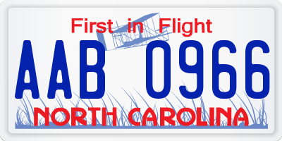 NC license plate AAB0966