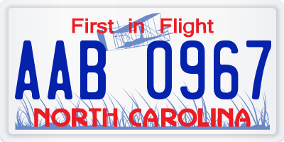 NC license plate AAB0967