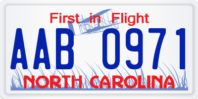 NC license plate AAB0971