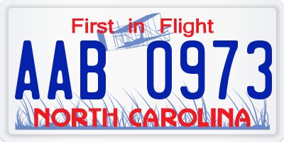 NC license plate AAB0973