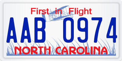 NC license plate AAB0974