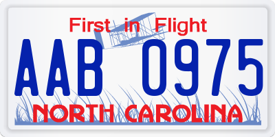 NC license plate AAB0975
