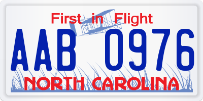 NC license plate AAB0976