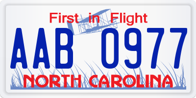 NC license plate AAB0977