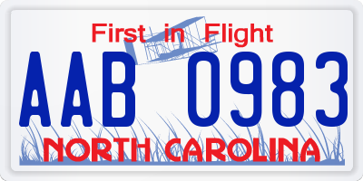 NC license plate AAB0983