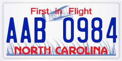 NC license plate AAB0984