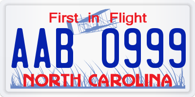 NC license plate AAB0999