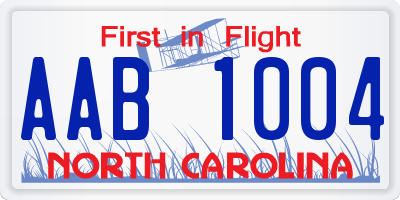 NC license plate AAB1004