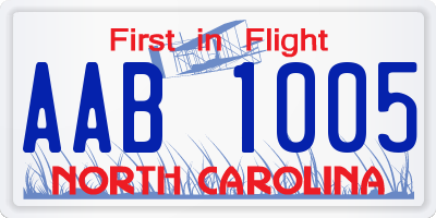 NC license plate AAB1005