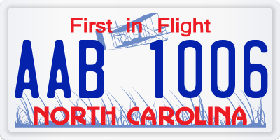 NC license plate AAB1006