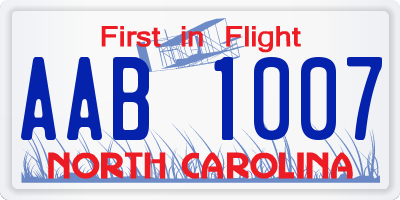 NC license plate AAB1007