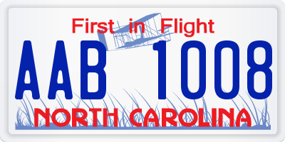NC license plate AAB1008