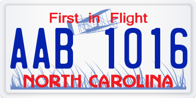 NC license plate AAB1016